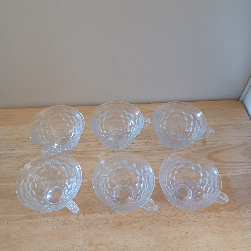 Vintage Fostoria American Clear Glass Flared Teacups